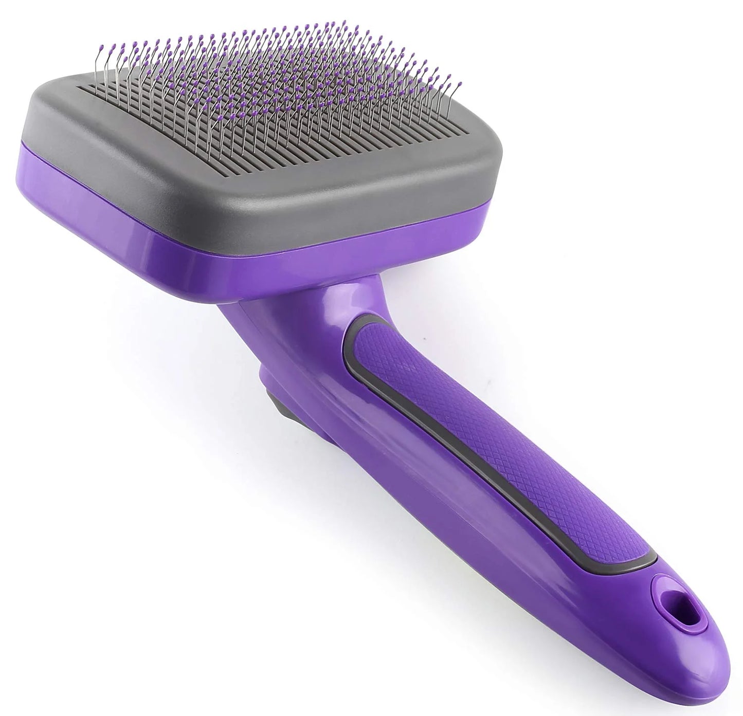 Self Cleaning Slicker Brush with Plastic Tips for Sensitive Dogs and Cats. Gently Removes Loose Fur, Undercoat, Mats, and Tangled Hair. Safe and Painless for Your Pet. Small